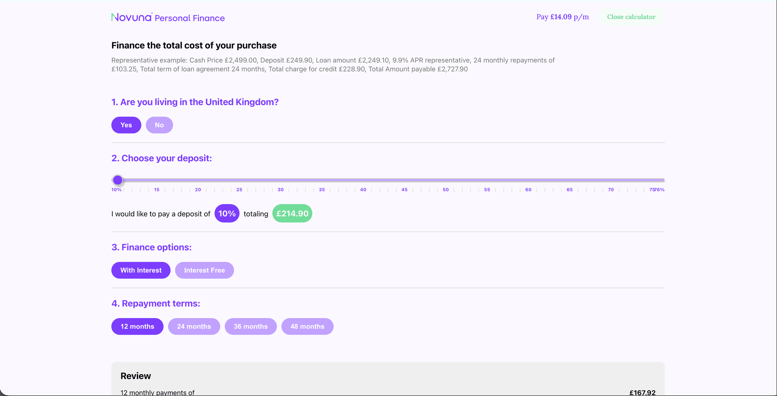 Finance calculator