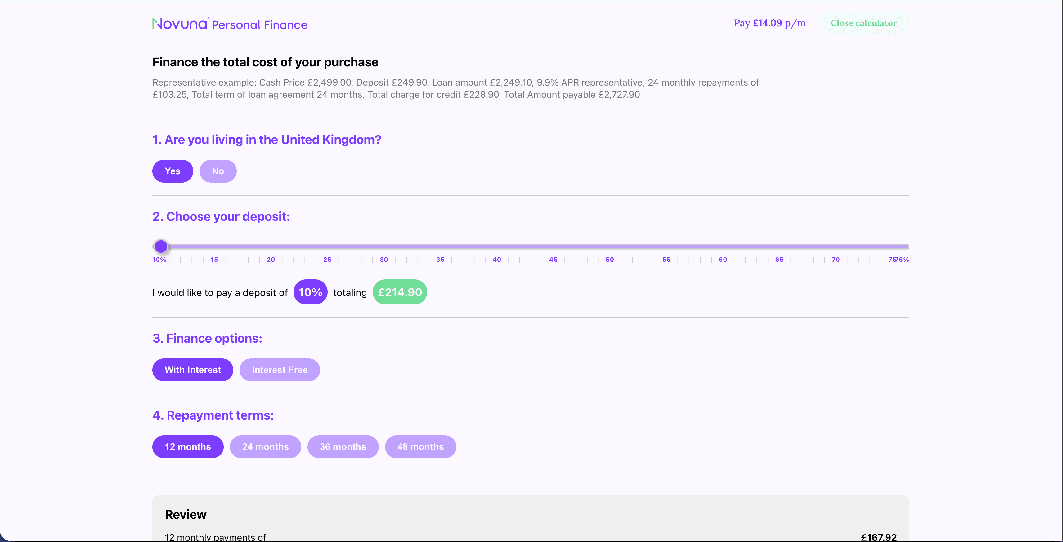 Finance calculator