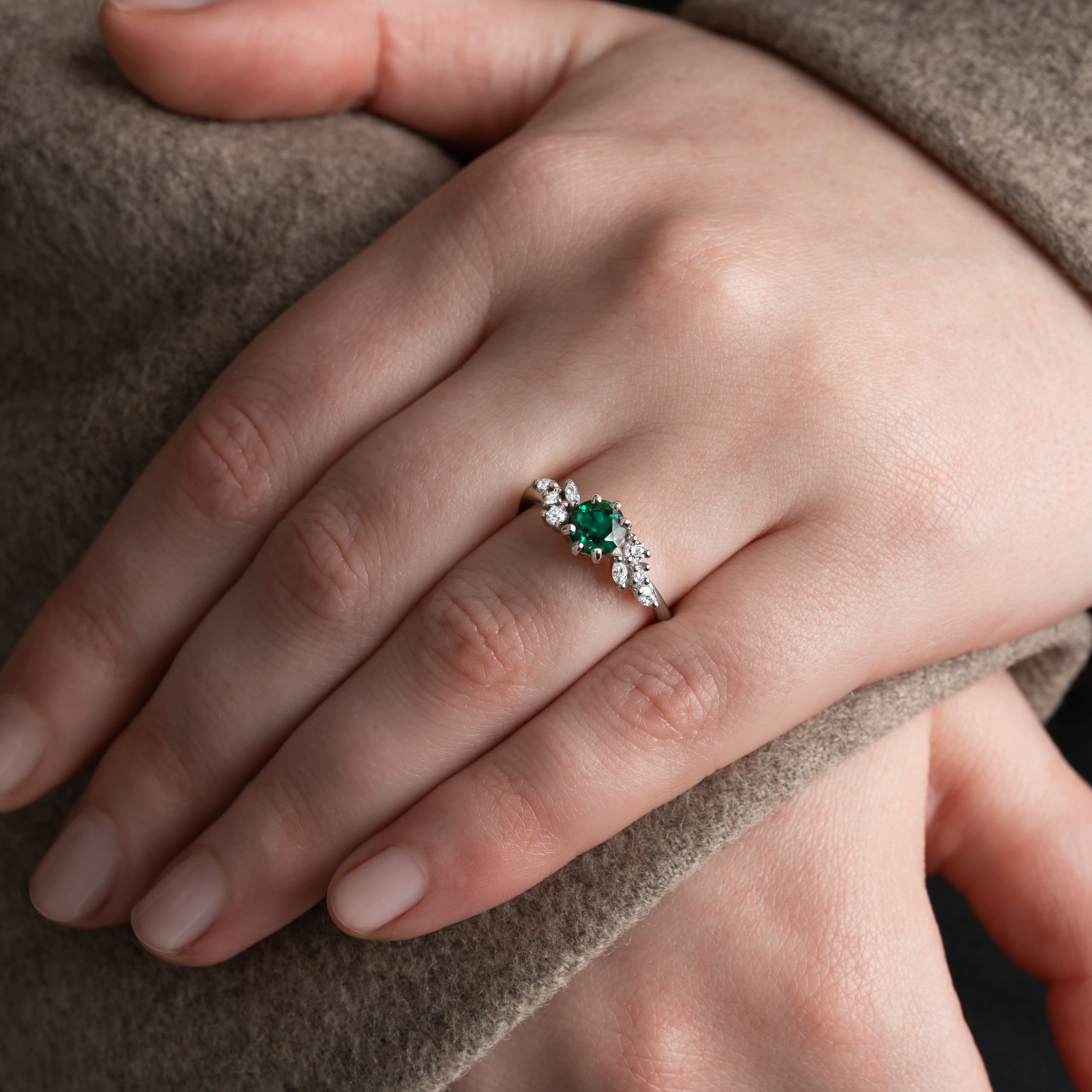 An emerald engagement ring from the Aardvark Jewellery collection