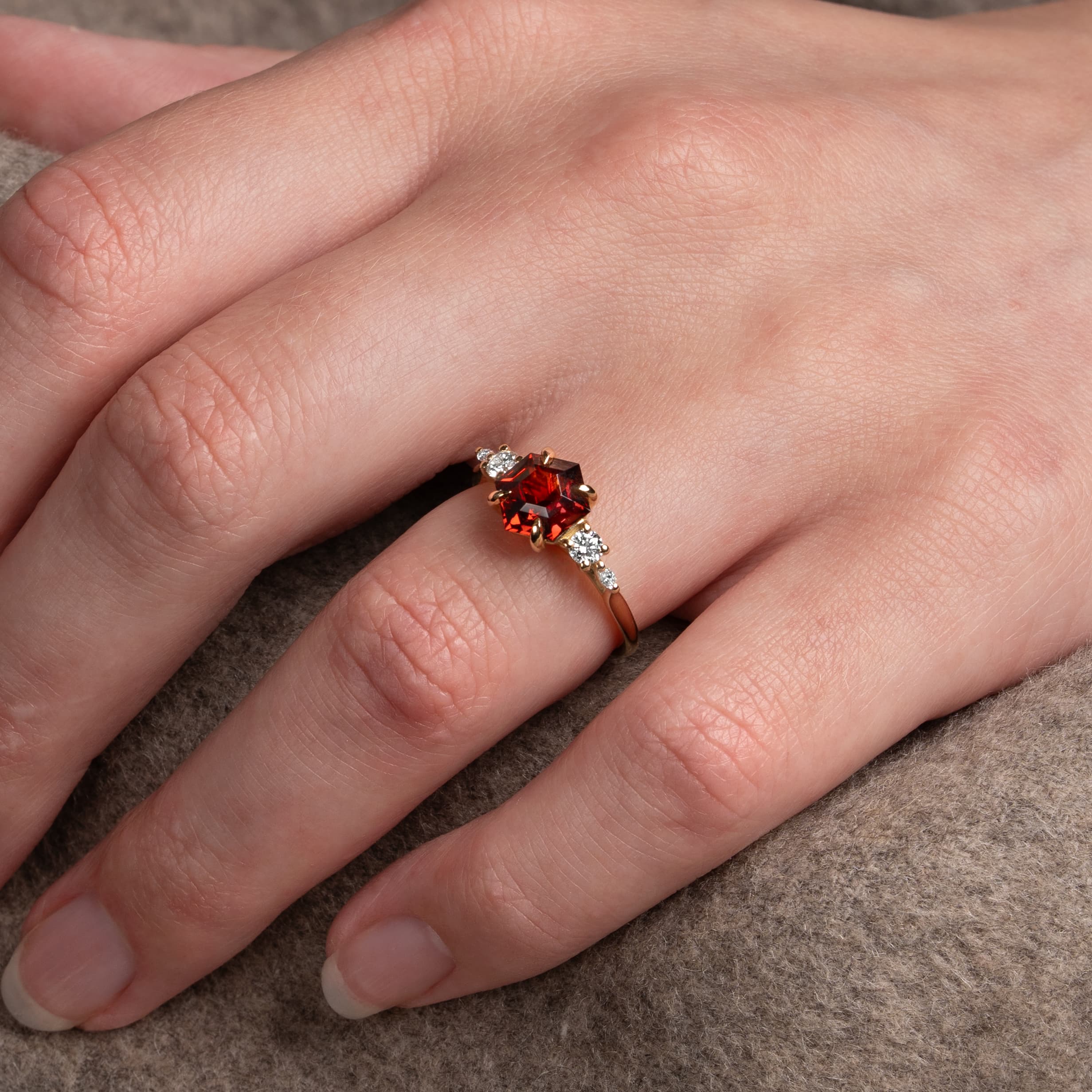A garnet engagement ring from the Aardvark Jewellery collection