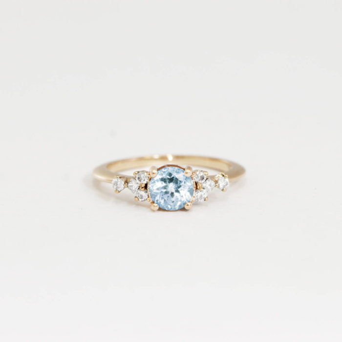 aquamarine and diamond gold ring