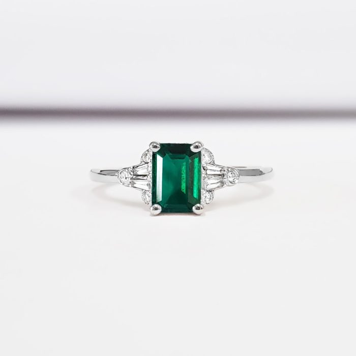 Zilveren Emerald Anniversary Ring Emerald Verlovingsring Sieraden Ringen Enkele ringen Halo 2ct Emerald Ring 