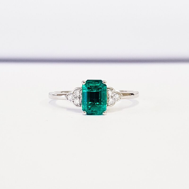Emerald And Diamond Engagement Ring Art Deco 1920'S Inspired Thin Petite  Band Unique Ring For Her – Aardvark Jewellery