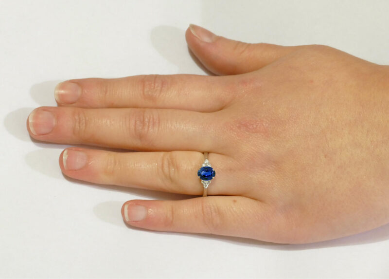 Lab created Sapphire and Diamond oval 