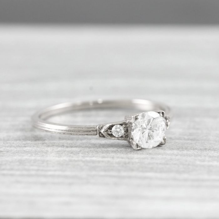 Moissanite and diamond engagement ring 