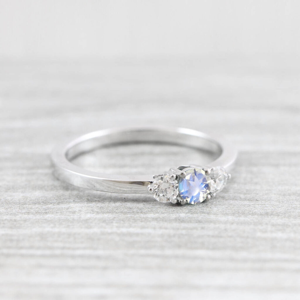 Gift For Her 14k Gold Moonstone Diamond Birthstone Set Cocktail Engagement  Ring | eBay