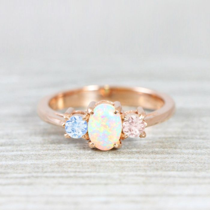 opal aquamarine diamond ring