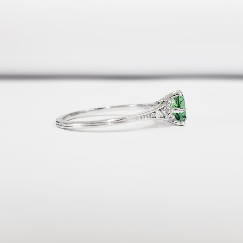 1.57ct Trillion Deep Teal Green Sapphire Contemporary Bezel Set Ring i –  Anueva Jewelry