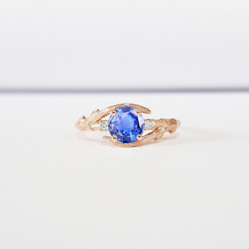 Light Periwinkle Blue Oval Sapphire Ring in Hand Carved Recycled Plati –  Anueva Jewelry