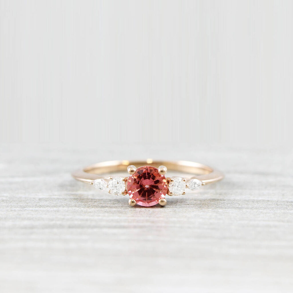Lotus Flower White Sapphire Diamond Engagement Ring vintage Round Lotus  rose gold ring unique antique ring wedding bridal promise ring gift