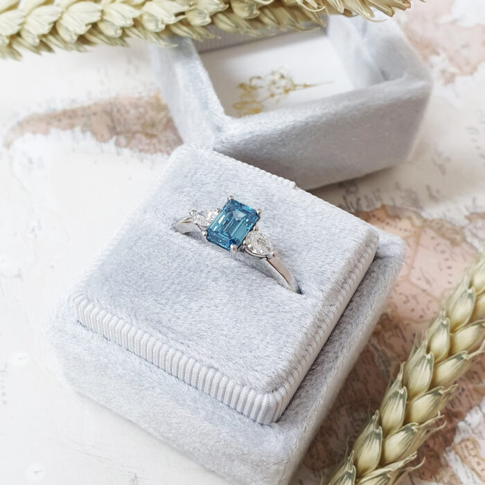 lab created blue diamond ring