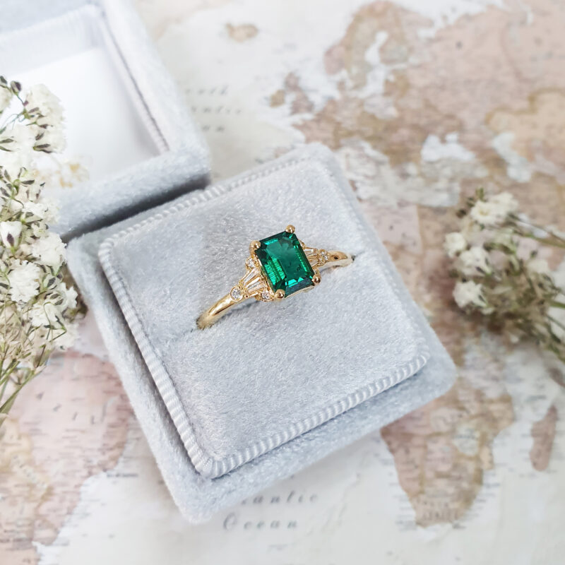 Pear Shaped Emerald Engagement Ring In Rose Gold Vintage, 59% OFF