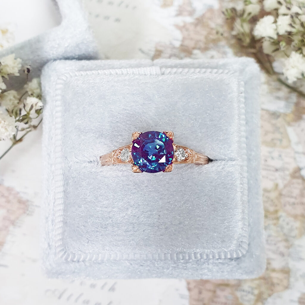 Oval Alexandrite and Diamond Engagement Ring - Aurelius Jewelry