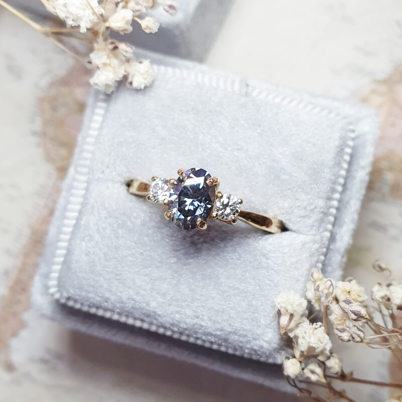 Grey and Black Three Diamond Ring – Melissa Joy Manning Jewelry
