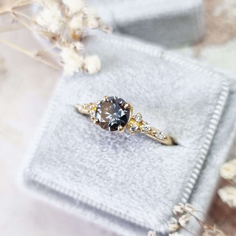 Rustic Grey Diamond Engagement Ring