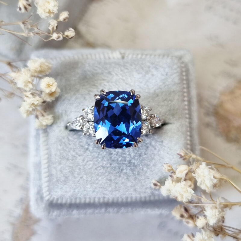 Della 3.24ct Natural Oval-Cut Light Blue Sapphire Halo Engagement Ring –  Unique Engagement Rings NYC | Custom Jewelry by Dana Walden Bridal