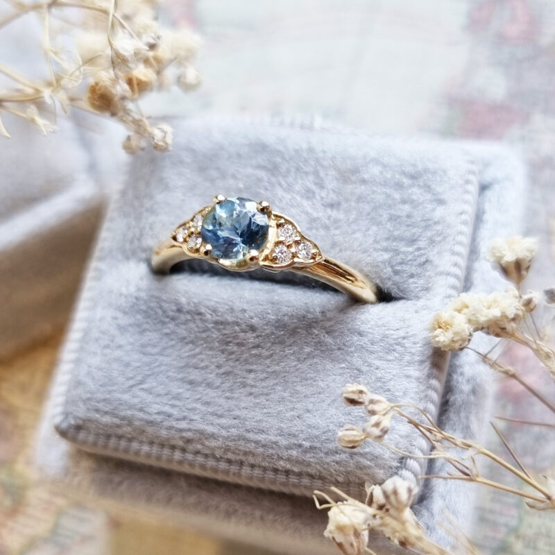 2.50 Ct Princess Cut Aquamarine Diamond Engagment Ring, Hand Crafted Unique Aquamarine  Diamond Anniversary Cocktail Ring
