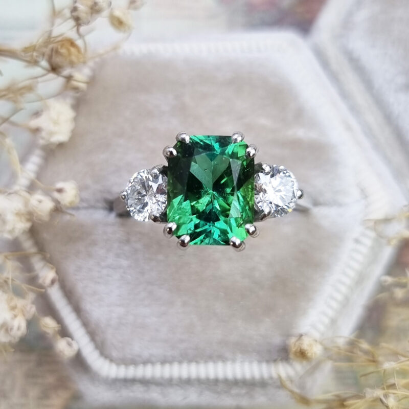 Oval Blue-Green Tourmaline Diamond Engagement Ring – Bella Rosa Galleries