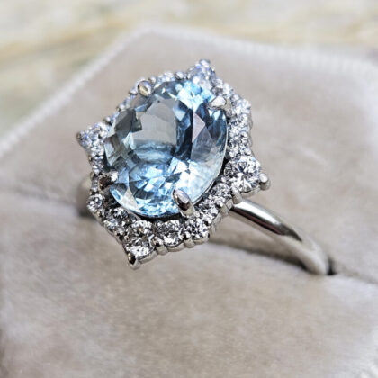 Custom Aquamarine Blue Sapphire And Diamond Engagement Ring #105282 -  Seattle Bellevue | Joseph Jewelry