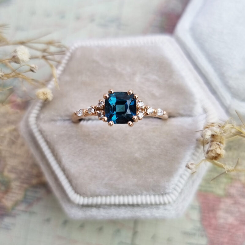 Maine Indicolite Tourmaline Diamond Ring in 14kt White Gold with Diamo –  Day's Jewelers