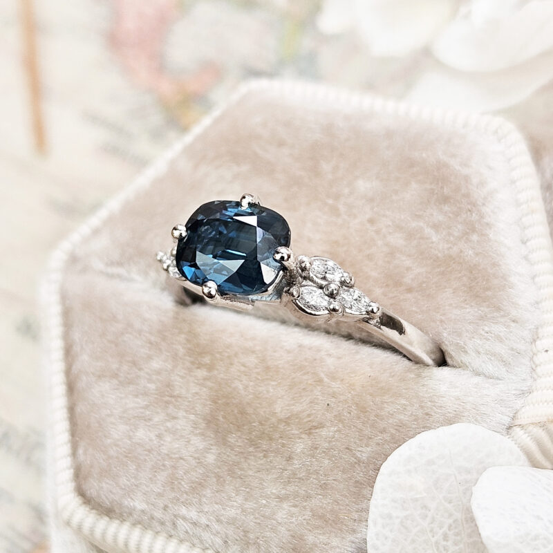 Green Martini sapphire engagement ring. Peacock sapphire oval blue green  diamond ring 14k Rose gold ring by Eidelprecious