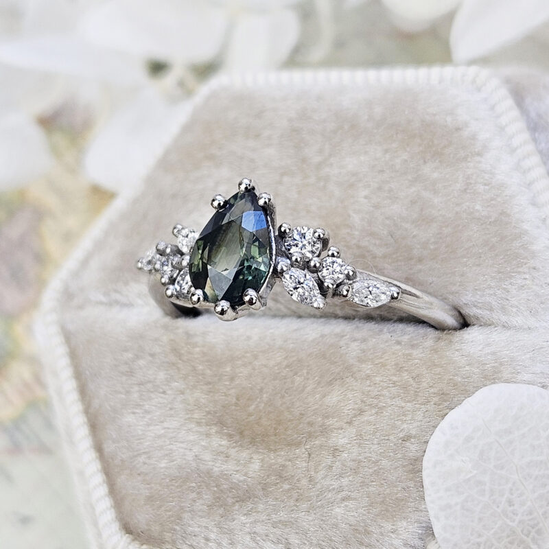 Twyla Ring | Blue Green Oval Sapphire 2.25 CT Engagement Ring – Altana Marie